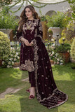 3 Piece Unstitched Heavy Embroidered Velvet Suit With Heavy Embroidered Velvet Shawl