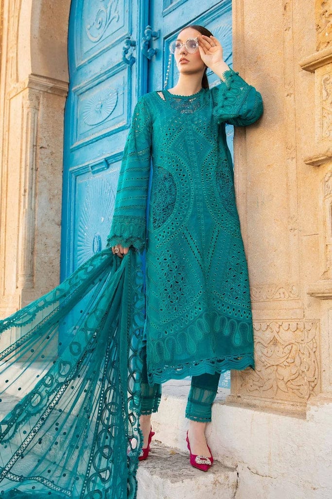 3 Piece Unstitched Heavy Embroidered Chickan Kari Pure Lawn Suit with Heavy Embroidered Chiffon Dupatta