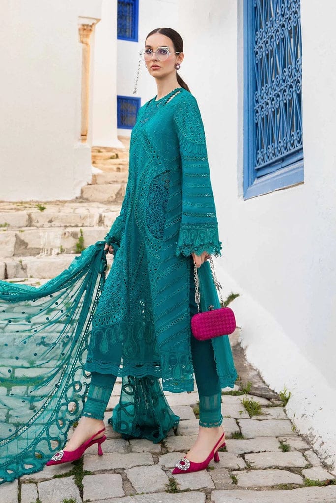3 Piece Unstitched Heavy Embroidered Chickan Kari Pure Lawn Suit with Heavy Embroidered Chiffon Dupatta
