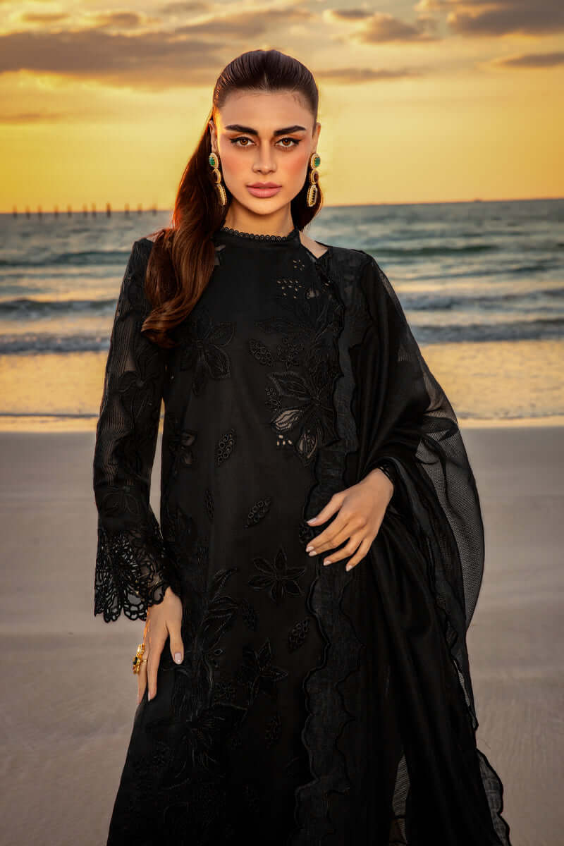 3 Piece Unstitched Heavy Embroidered Chickan Kari Pure Lawn Suit with Four Sided Embroidered Organza Dupatta