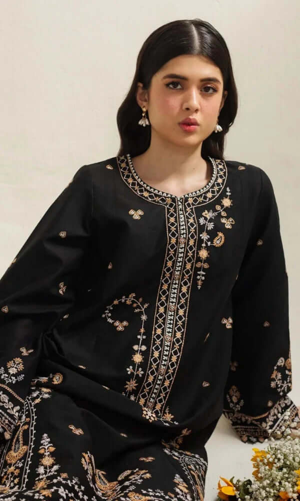 3 Piece Unstitched Heavy Embroidered Pure Lawn Suit with Printed Poly Lawn Dupatta