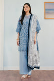 3 Piece Unstitched Heavy Embroidered Pure Lawn Suit with Fine Printed Silk Dupatta