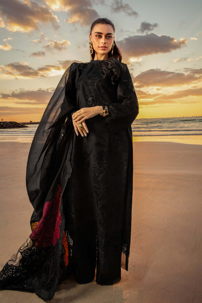 3 Piece Unstitched Heavy Embroidered Chickan Kari Pure Lawn Suit with Four Sided Embroidered Organza Dupatta