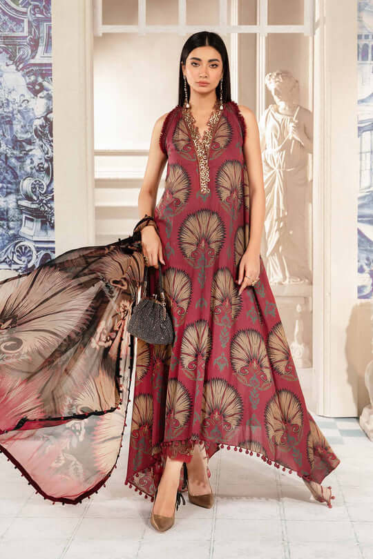 lawn dress design 2025 Heavy Embroidered Chicken Kari Suits Sayla Denim Midi Dress Color:06 Blue Pink Print moroccan blue Product color may slightly