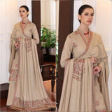 3 Piece Unstitched Heavy Embroidered Dhanak Suit with Heavy Embroidered Dhanak Shawl