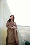 3 Piece Unstitched Heavy Embroidered Dhanak Suit with Printed Woolen Shawl with Four-sided Lace