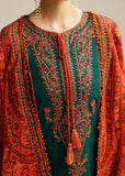 3 Piece Unstitched Heavy Embroidered Dhanak Suit with Printed Woolen Shawl