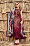 3 Piece Unstitched Heavy Embroidered Dhanak Suit with Printed Woolen Shawl