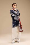 3 Piece Unstitched Heavy Embroidered Dhanak Suit with Printed Woolen Shawl