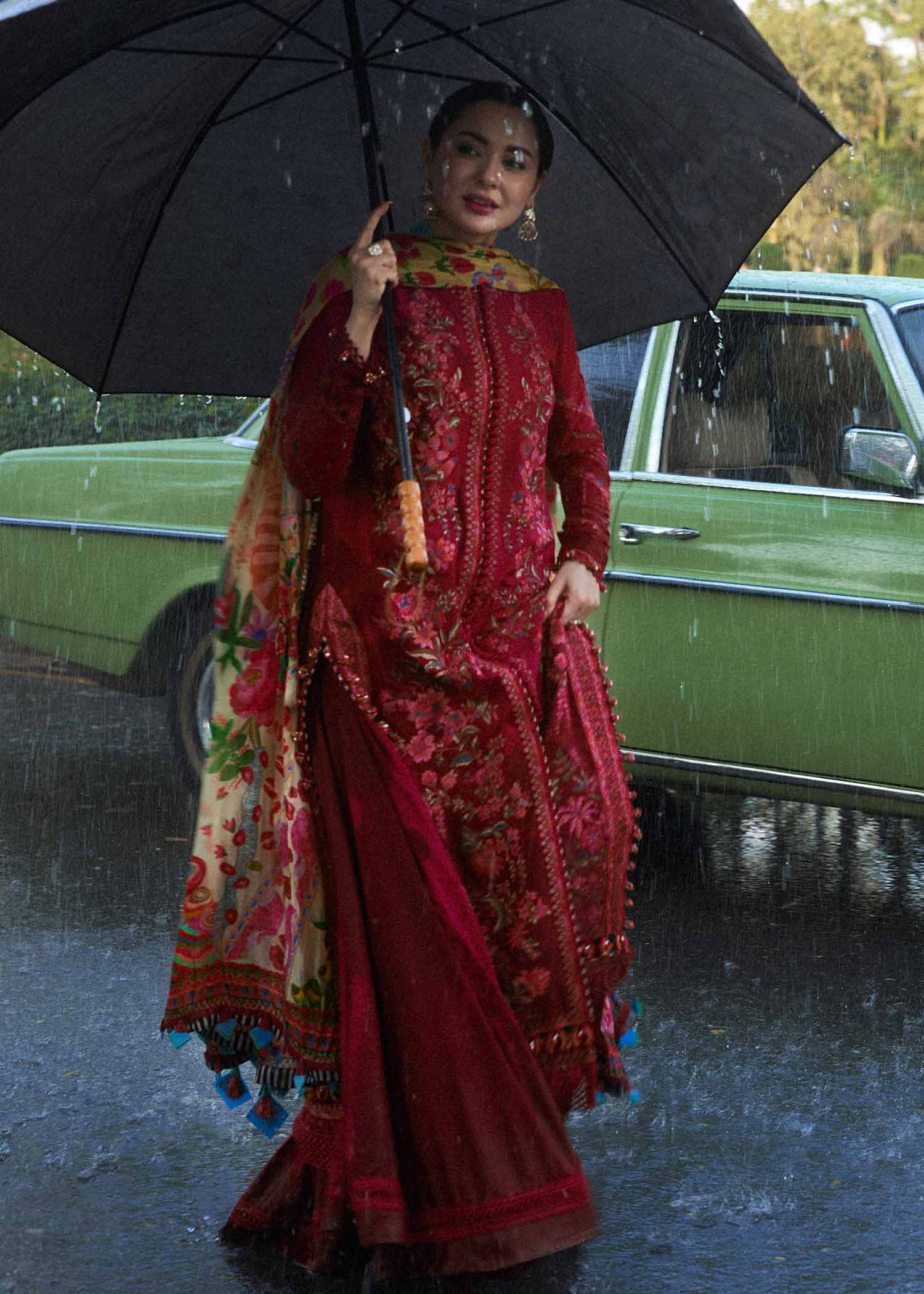 3 Piece Unstitched Heavy Embroidered Dhanak Suit with Printed Woolen Shawl