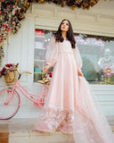 3 Piece Unstitched Heavy Embroidered Linen Suit with Heavy Embroidered Organza Dupatta