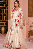 3 Piece Unstitched Heavy Embroidered Silk Frok / Mexi with Embroidered Organza Dupatta