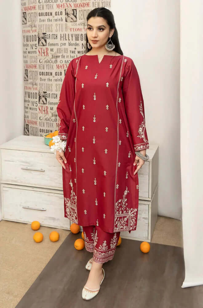 3 Piece Unstitched Heavy Embroidered Dhanak Suit with Printed Woolen Twill Shawl