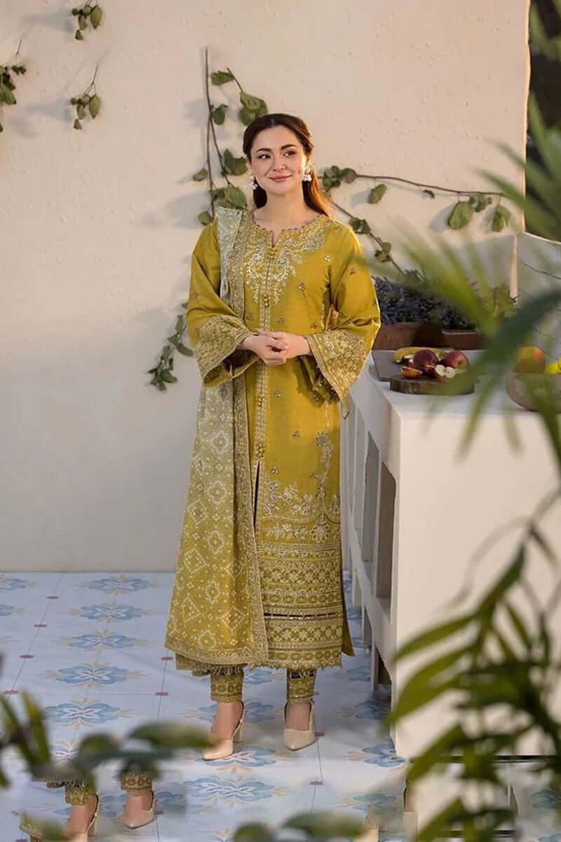 3 Piece Unstitched Heavy Embroidered Dhanak Suit with Printed Woolen Twill Shawl