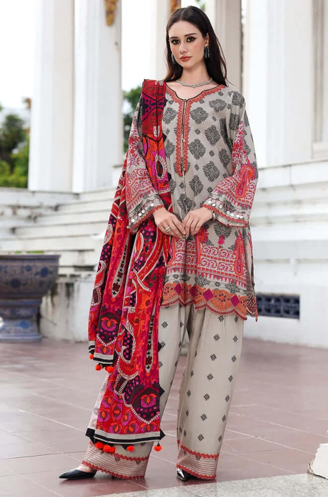 3 Piece Unstitched Digital Printed Khaddar Suit with Printed Khaddar Dupatta