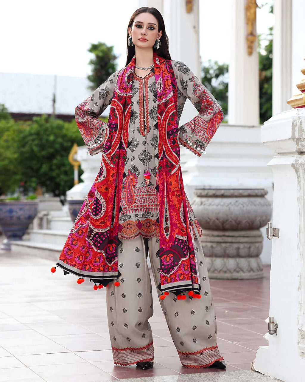 3 Piece Unstitched Digital Printed Khaddar Suit with Printed Khaddar Dupatta