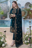 3 Piece Unstitched Heavy Embroidered Velvet Suit With Heavy Embroidered Velvet Shawl