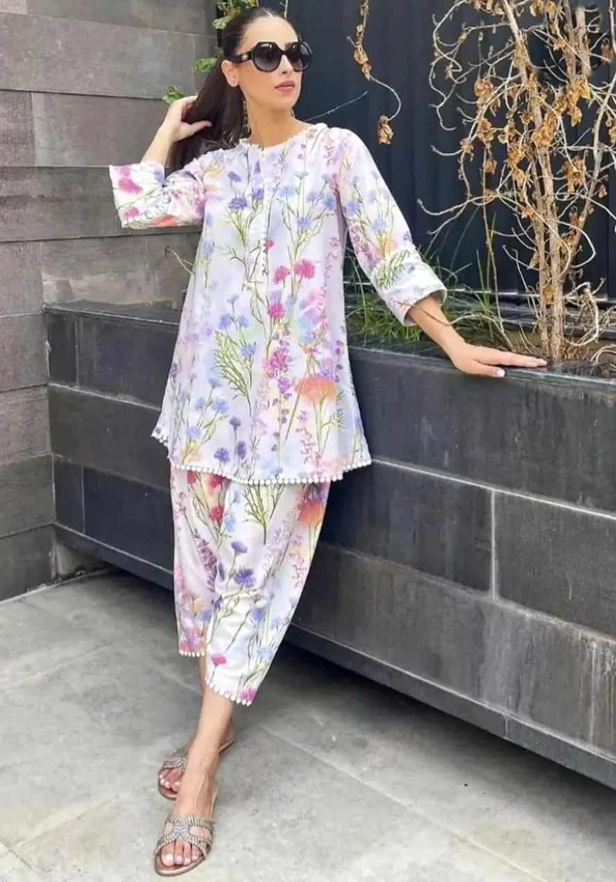 2 Piece Unstitched Digital Printed Pure Lawn Suit