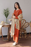 3 Piece Unstitched Heavy Embroidered Dhanak Wool Suit With Embroidered Dhanak Wool Shawl