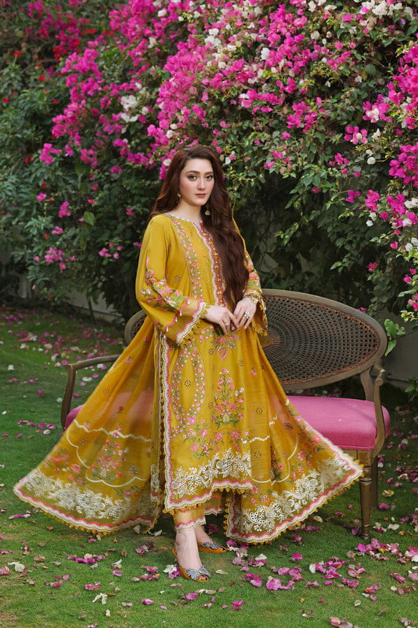 3 Piece Unstitched Heavy Embroidered Chickan Kari Dhanak Suit with Four-sided Ready to Wear Embroidered Dhanak Shawl