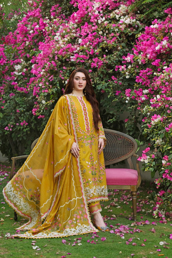 3 Piece Unstitched Heavy Embroidered Chickan Kari Dhanak Suit with Four-sided Ready to Wear Embroidered Dhanak Shawl