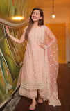 3 Piece Unstitched Heavy Embroidered Pure Lawn Suit with Heavy Embroidered Organza Dupatta