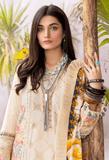 3 Piece Unstitched Heavy Embroidered Chickan Kari Lawn Suit with Printed Silk Dupatta
