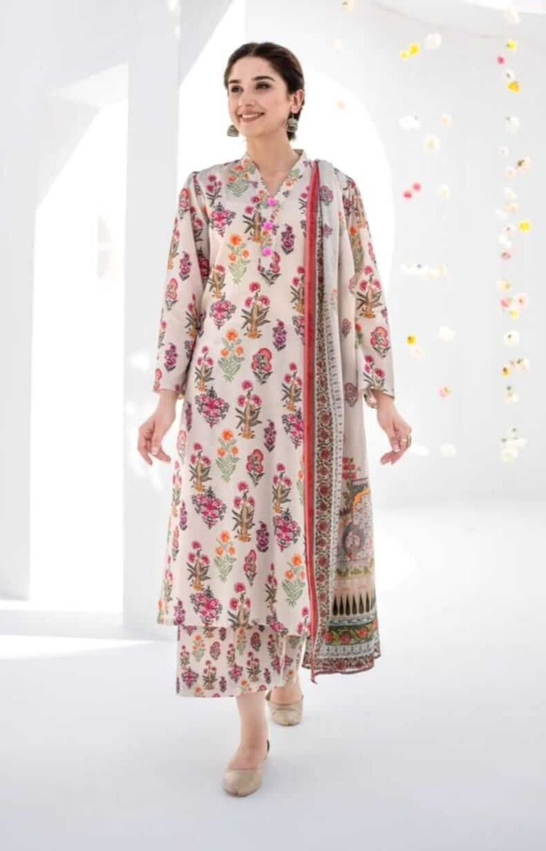 3 Piece Unstitched Digital Printed Pure Lawn Suit with Printed Lawn Dupatta