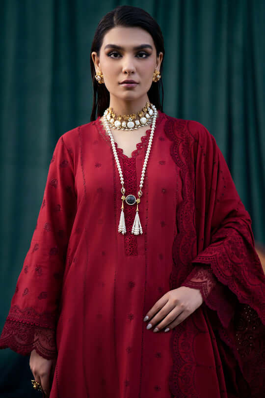 3 Piece Unstitched Heavy Embroidered Chickan Kari Pure Lawn Suit with Heavy Embroidered Pure Lawn Dupatta