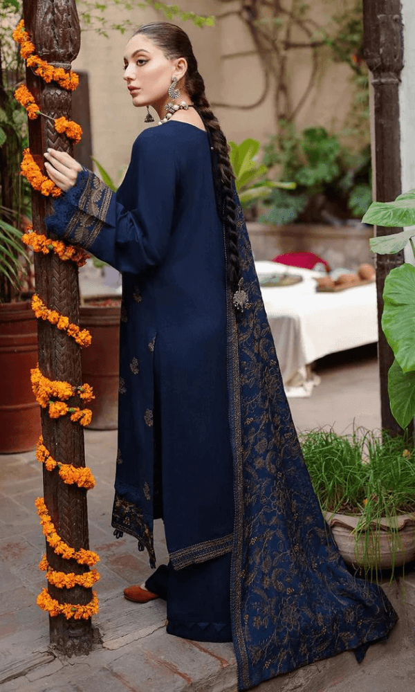 3 Piece Unstitched Heavy Embroidered Dhanak Suit With Heavy Embroidered Dhanak Shawl