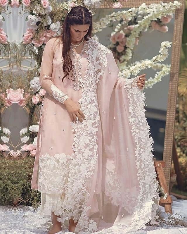 3 Piece Unstitched Heavy Embroidered Pure Lawn Suit with Embroidered Net Dupatta
