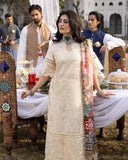 3 Piece Unstitched Chicken Kari Heavy Embroidered Pure Lawn Suit with Printed Chiffon Dupatta