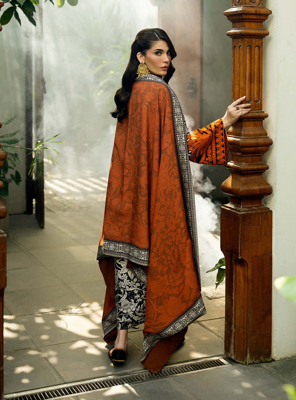 3 Piece Unstitched Heavy Embroidered Pure Lawn Suit with Printed Lawn Dupatta