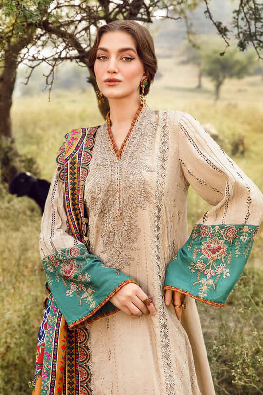 3 Piece Unstitched Heavy Embroidered Pure Lawn Suit with Fine Printed Lawn Dupatta