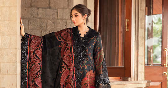 3 Piece Unstitched Embroidered Pure Lawn Suit with Fine Printed Lawn Dupatta