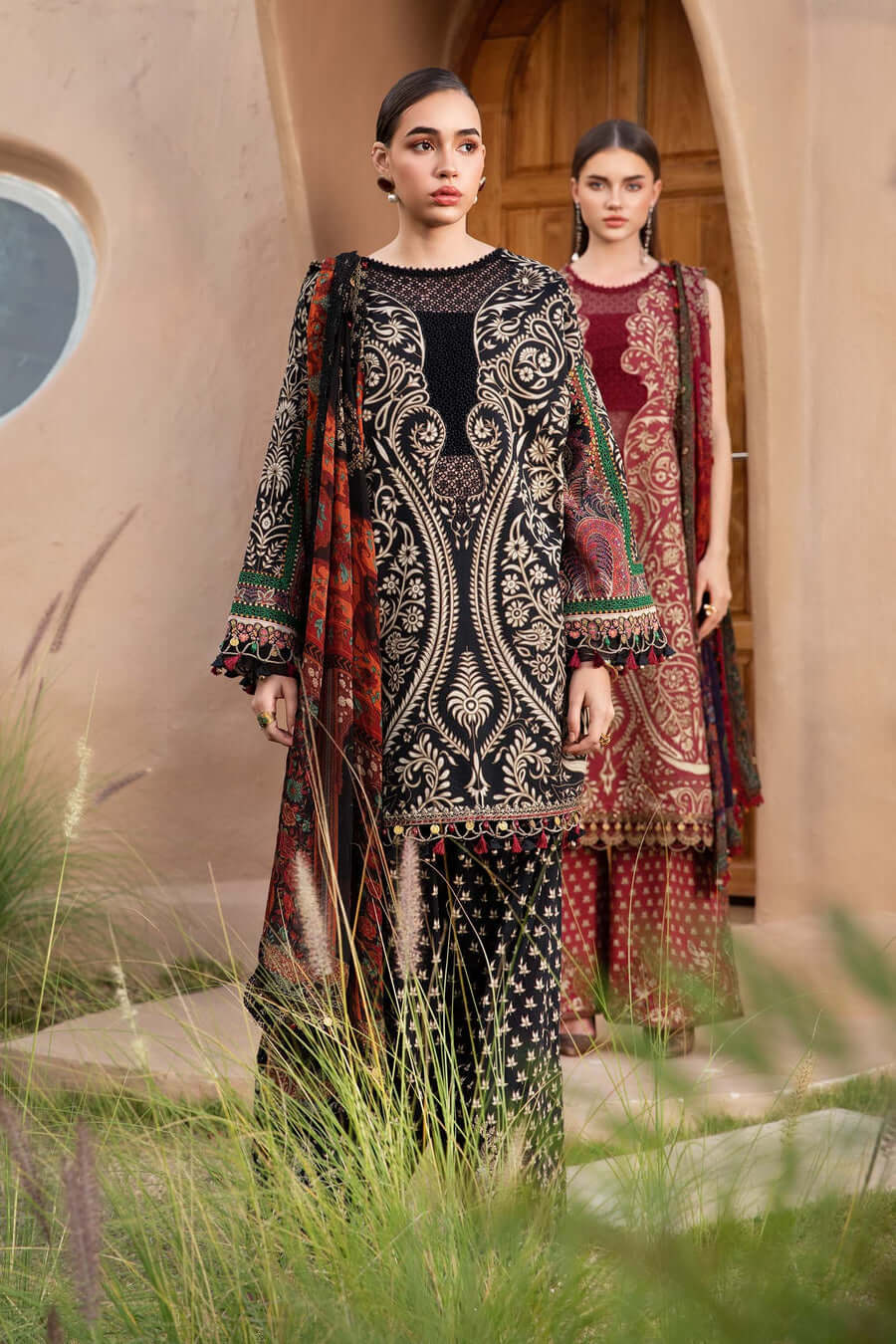 3 Piece Unstitched Embroidered Pure Lawn Suit with Printed Lawn Dupatta