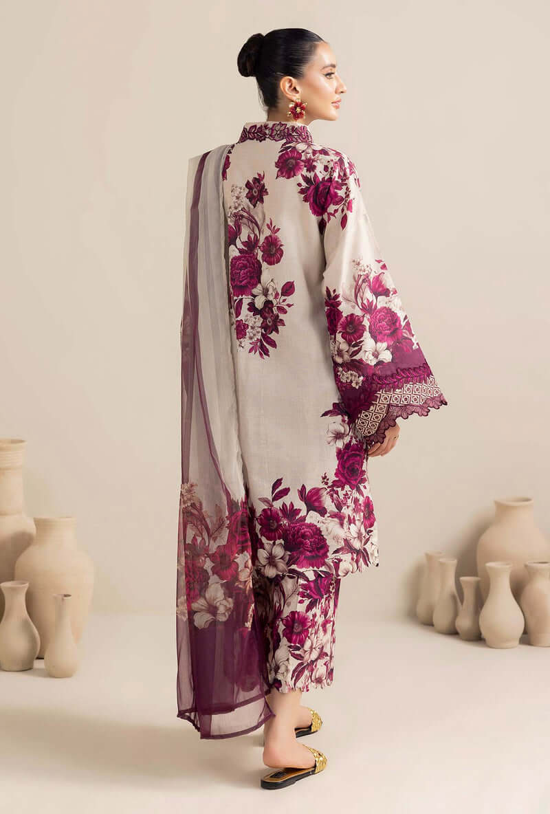 3 Piece Unstitched Embroidered Khaddar Suit with Printed Khaddar Shawl