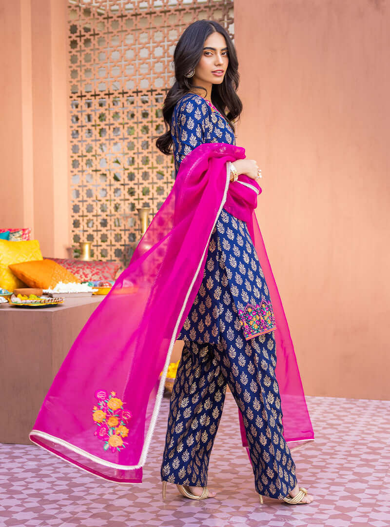 3 Piece Unstitched Embroidered Pure Lawn Suit with Fine Printed Lawn Dupatta