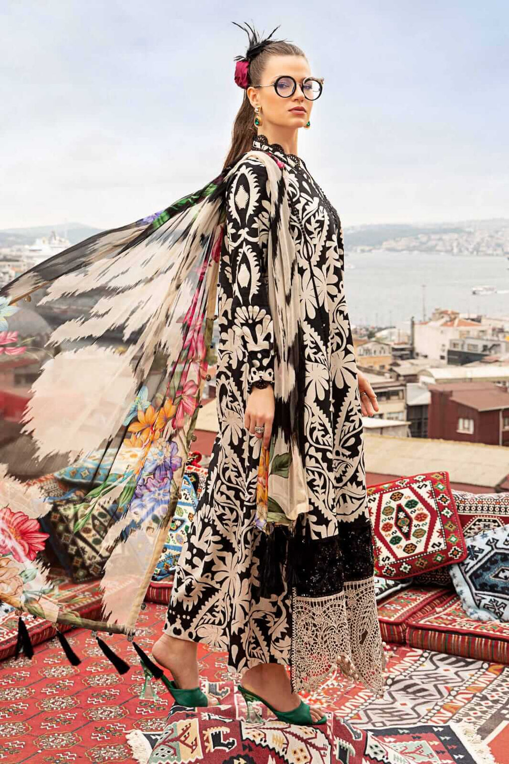 3 Piece Unstitched Embroidered Khaddar Suit with Printed Khaddar Shawl