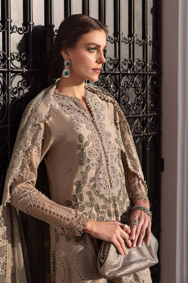 3 Piece Unstitched Heavy Embroidered Chickan Kari Pure Lawn Suit with Heavy Embroidered Organza Dupatta