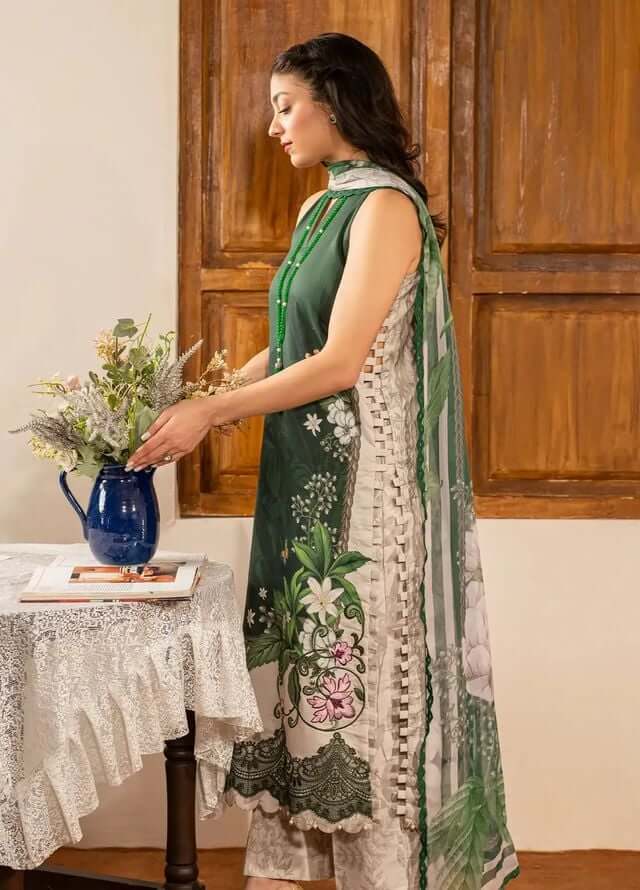 3 Piece Unstitched Digital Printed Pure Lawn Suit with Printed Lawn Dupatta