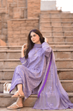 3 Piece Unstitched Heavy Embroidered Pure Lawn Suit with Heavy Embroidered Chiffon Dupatta