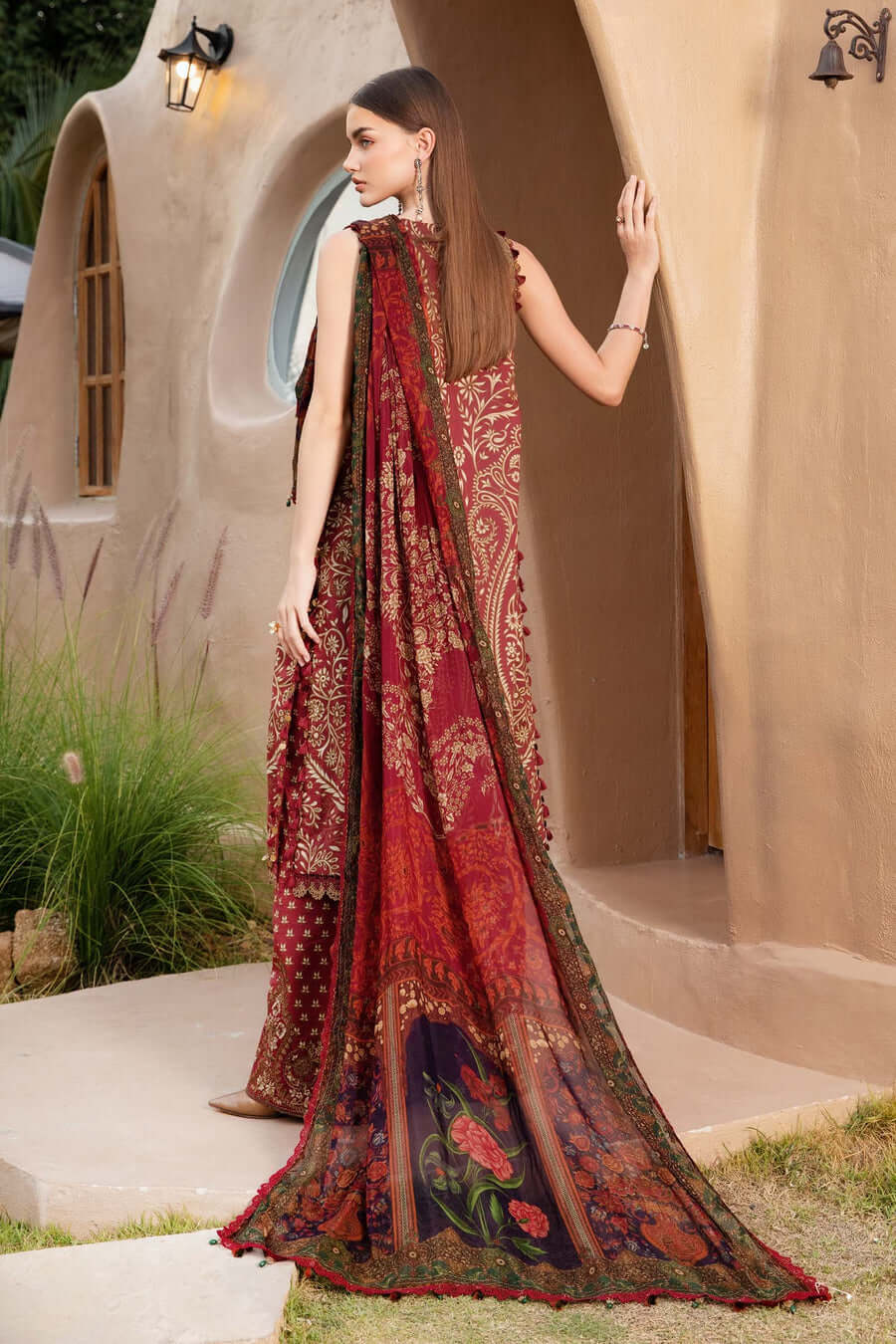 3 Piece Unstitched Embroidered Pure Lawn Suit with Printed Lawn Dupatta