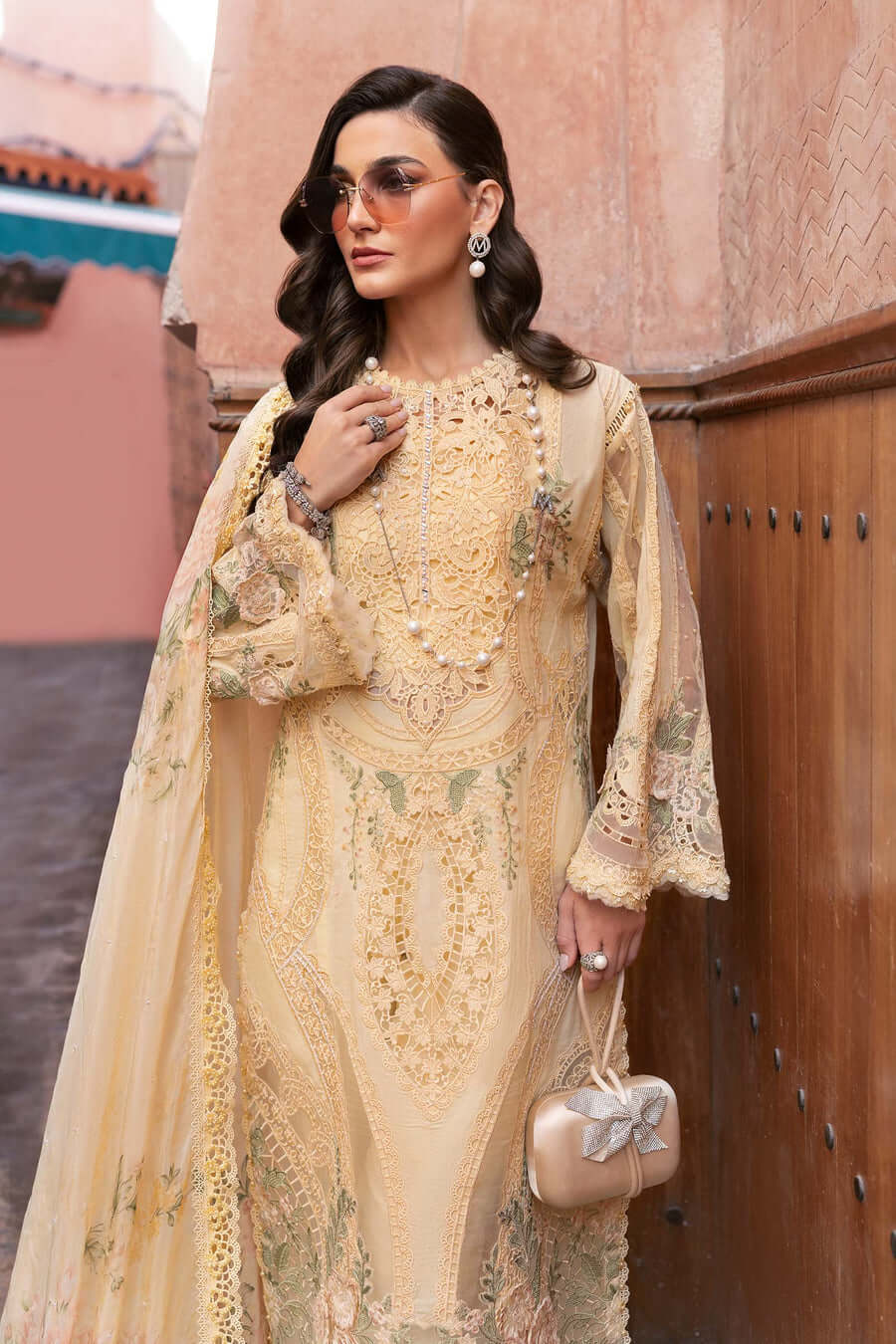 3 Piece Unstitched Fully Embroidered Chicken Kari Organza Dress with Fully Embroidered Medium Silk Dupatta