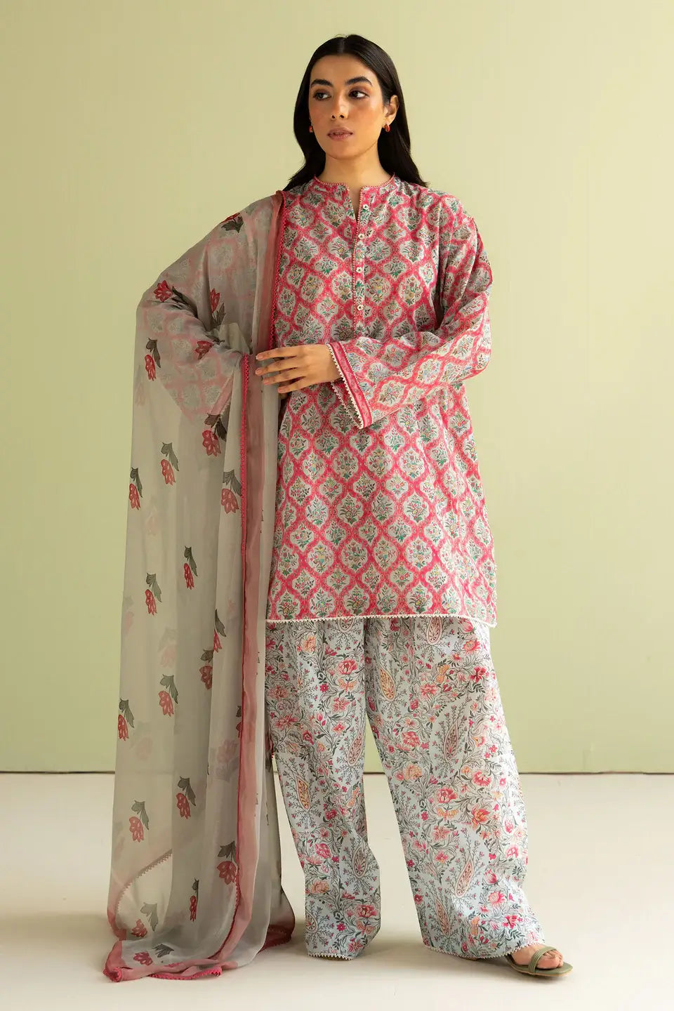 3 Piece Unstitched Digital Printed Pure Lawn Suit with Fine Printed Lawn Dupatta