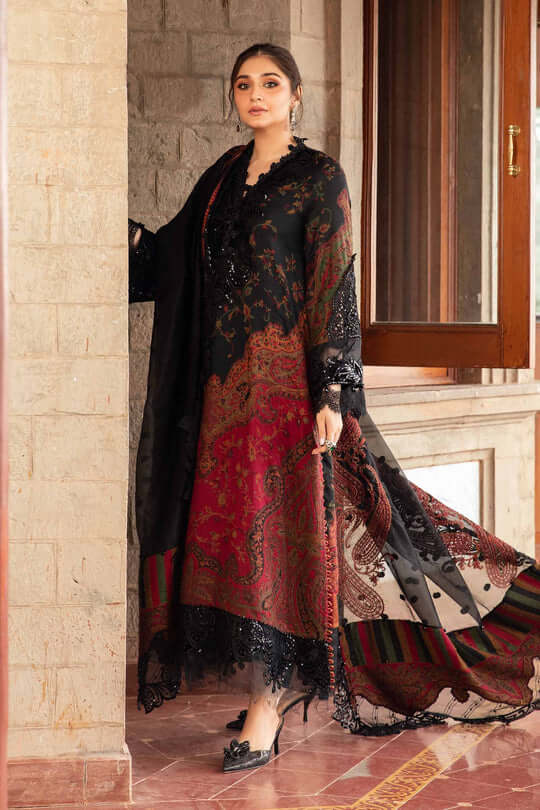 3 Piece Unstitched Embroidered Pure Lawn Suit with Fine Printed Lawn Dupatta