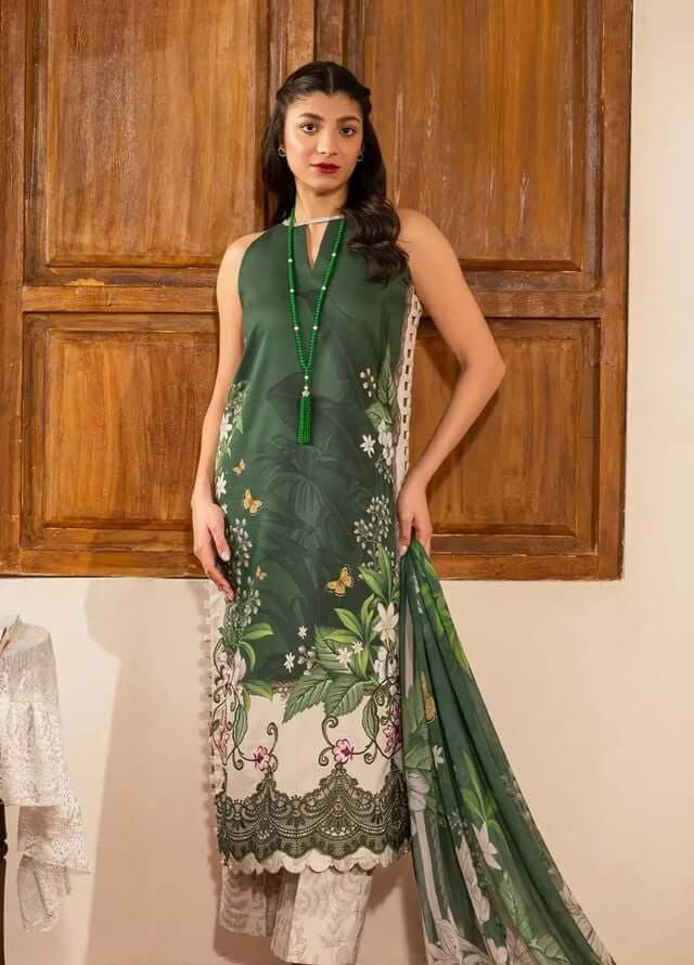3 Piece Unstitched Digital Printed Pure Lawn Suit with Printed Lawn Dupatta