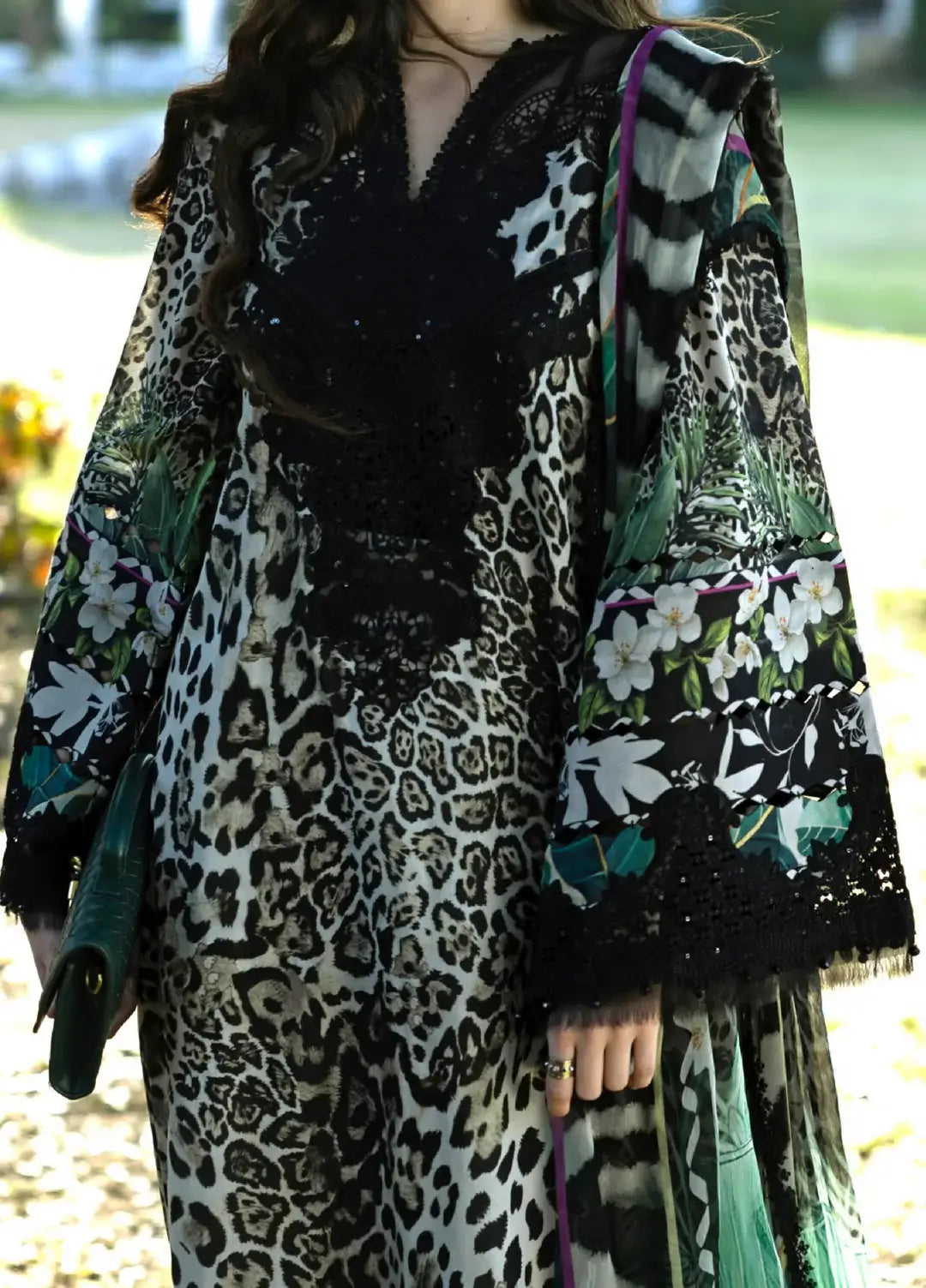 3 Piece Unstitched Embroidered Lawn Suit with Printed Lawn Dupatta