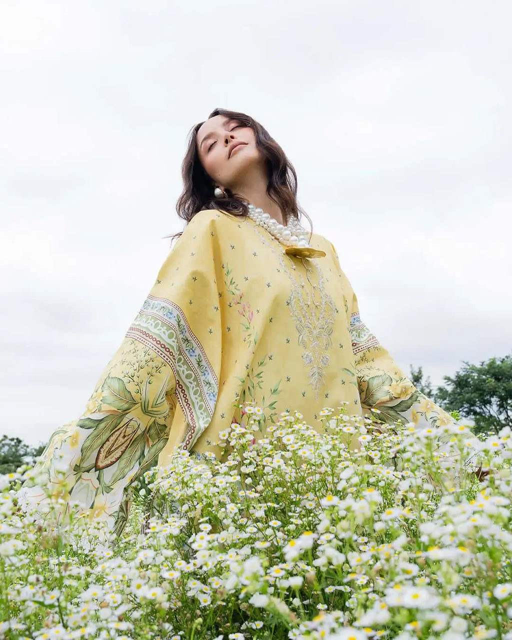 3 Piece Unstitched Printed Embroidered Lawn Suit with Printed Lawn Dupatta