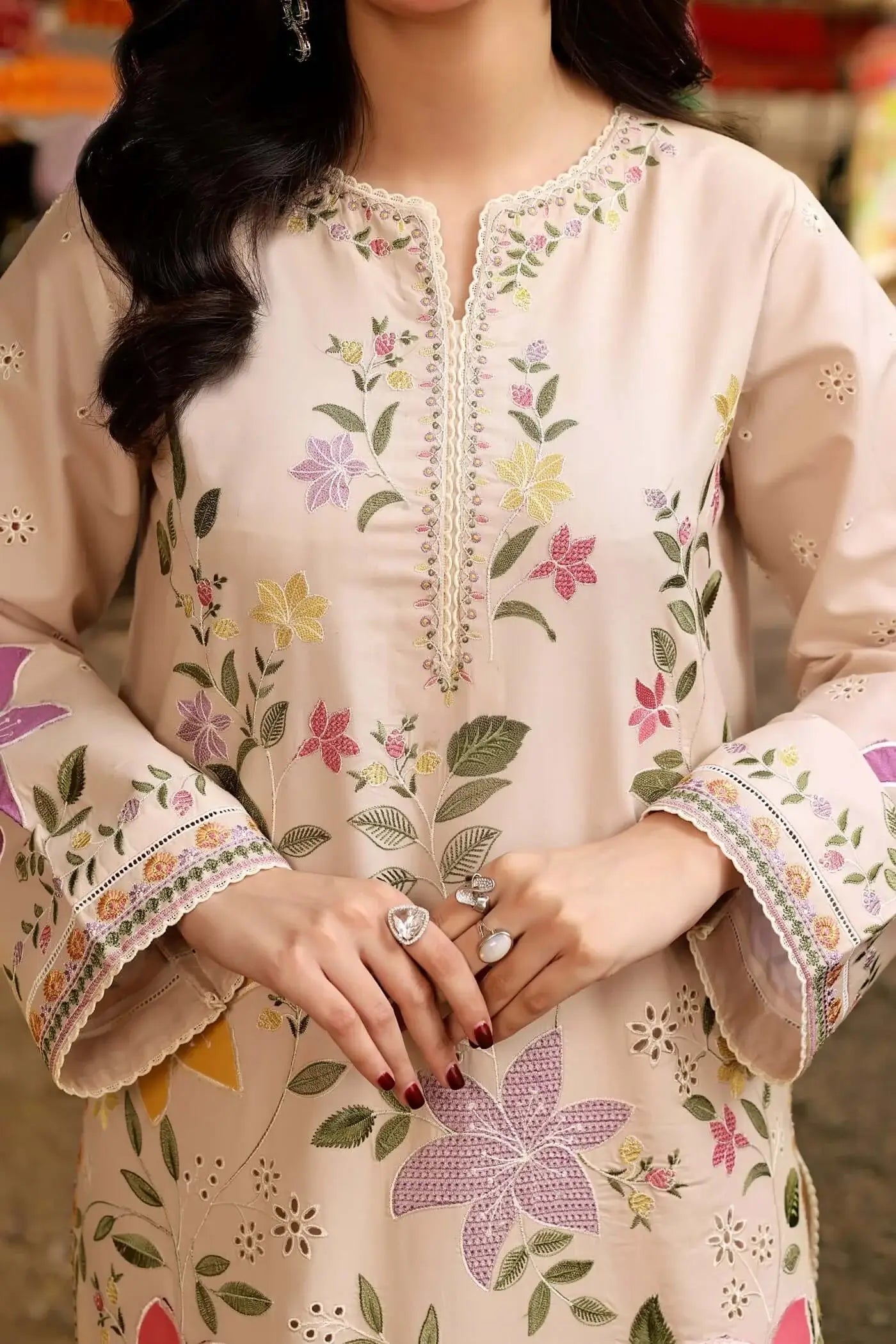 3 Piece Unstitched Heavy Embroidered Lawn Suit with Fine Printed Poly Lawn Dupatta
